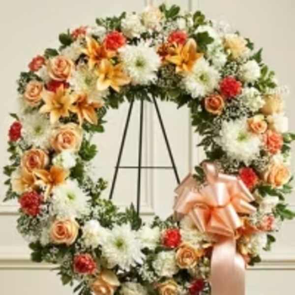 Serene Peach Tribute Wreath