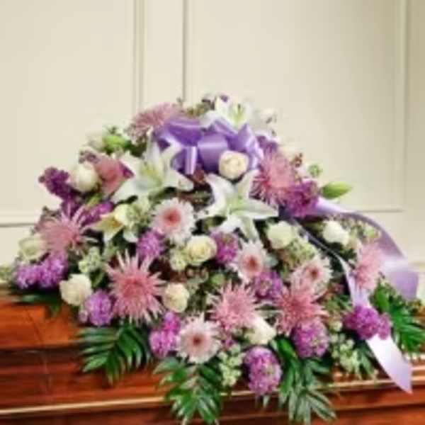 Florist Choice Lavender and Pink Casket Spray
