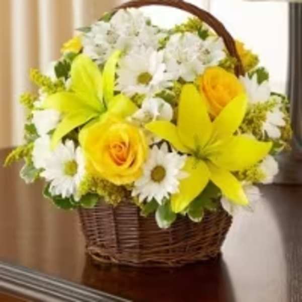 Floris Choice Floral Basket ( Yellow and White )