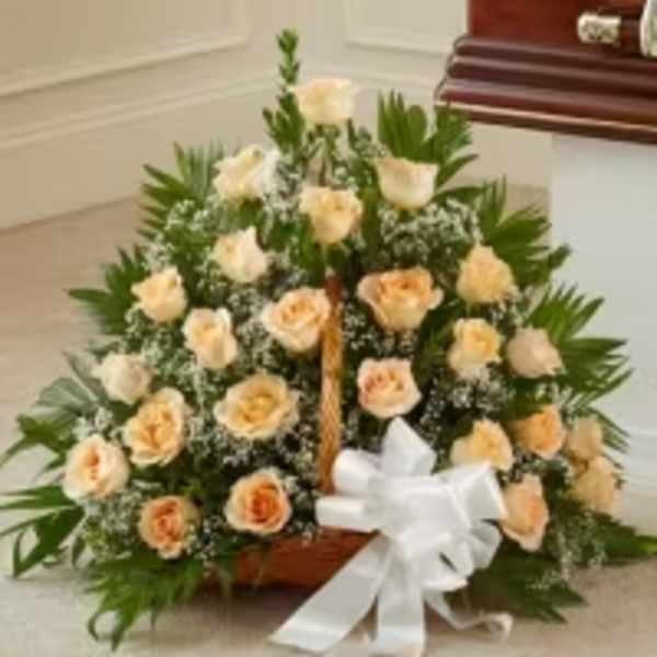 Classic Pink Rose Basket