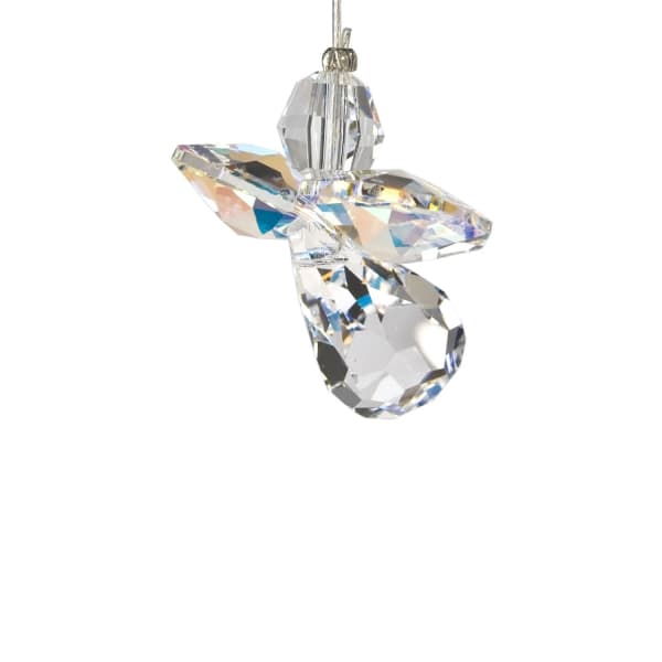 Clear crystal angel ornament with faceted wings and body