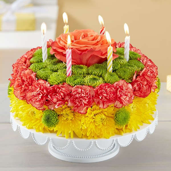 Birthday Wishes Flower Cake Yellow