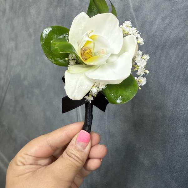 White Orchid boutonnière