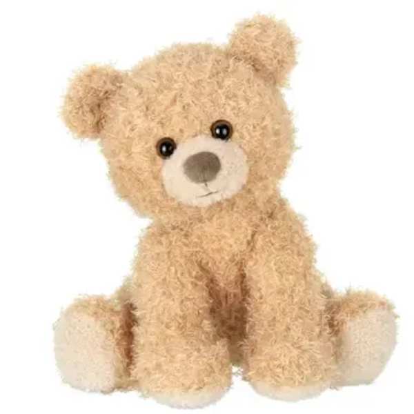 Plush teddy bear with beige fur sitting upright