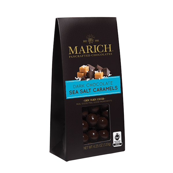 Box of dark chocolate sea salt caramels