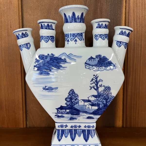 Blue Canton 12 Inch Finger Vase