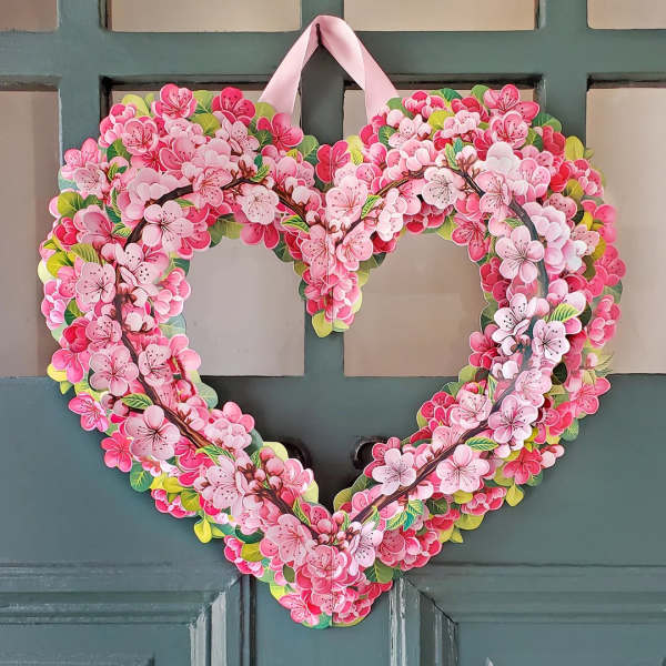 Cherry Blossom Pop-Up Heart Wreath