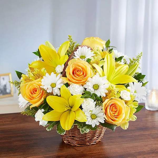 Peace & Blessings Yellow & White basket