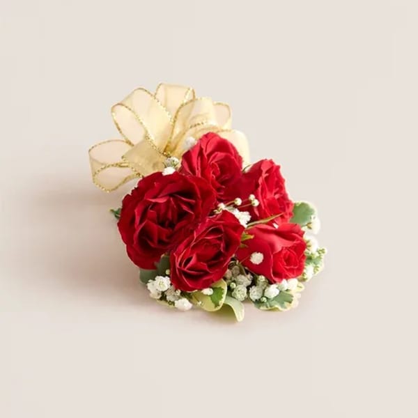 Red Spray Rose Corsage & Boutonniere