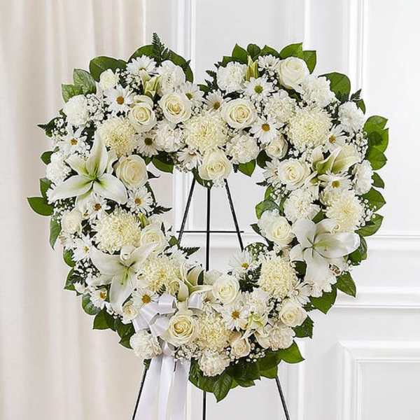 Always Remember™ Floral Heart Tribute- White