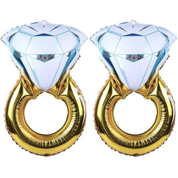 2Pcs 28in Diamond Ring Mylar Balloons Package