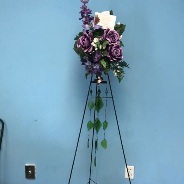 Keepsake WIndchimes with keepsake silk flower arrangement
