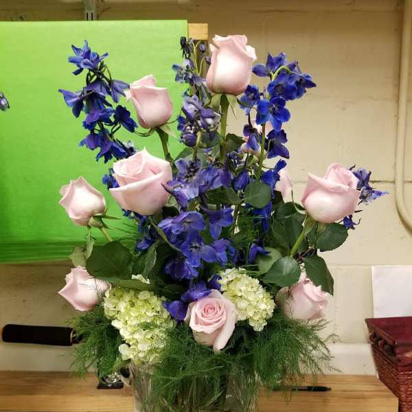 Blues and pinks a vase