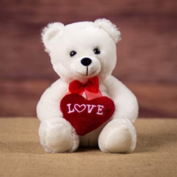 10" WHITE BEAR WITH LOVE HEART
