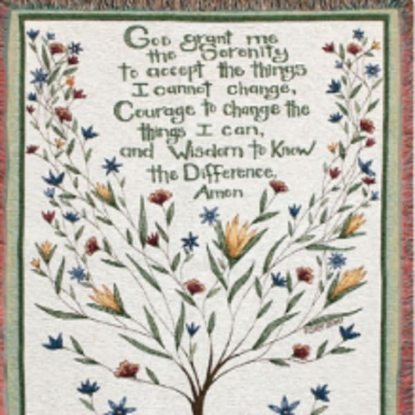 Framed floral wall hanging with a quote and a tree made of flowers