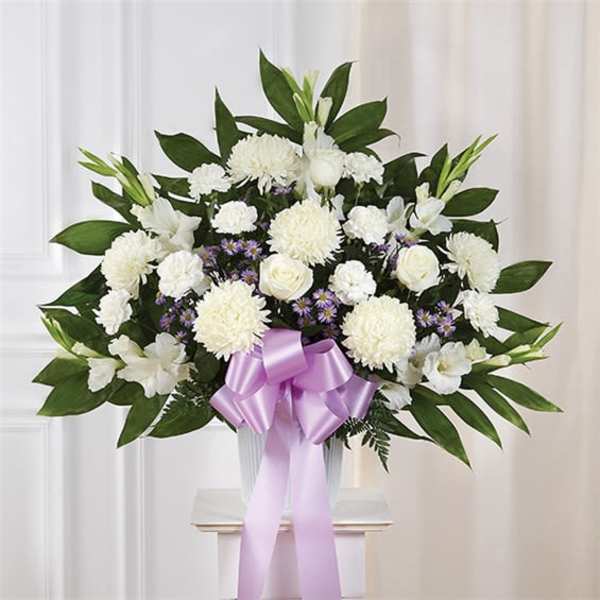 Heartfelt Sympathies Standing Basket- Lavender