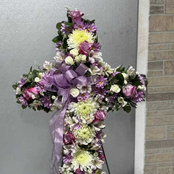 Lavender Grace Cross Standing Spray