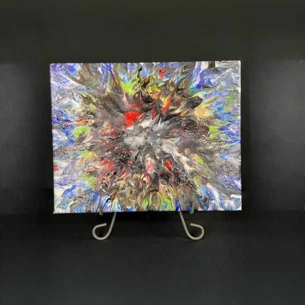 Abstract multicolor painting on a small easel