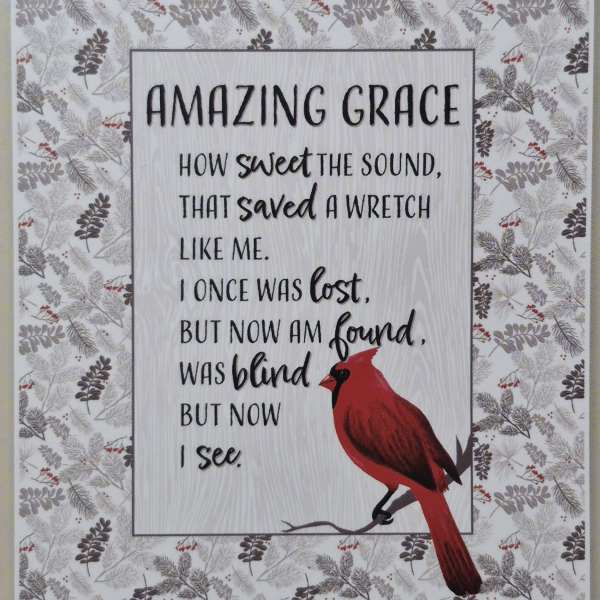 Decorative card with a Bible verse and a red cardinal illustration