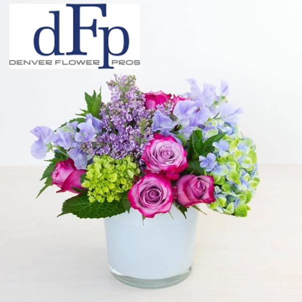 Lavender and Blue rose arrangement