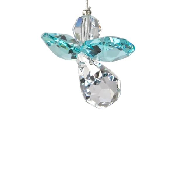 Crystal dragonfly ornament with blue wings and clear body