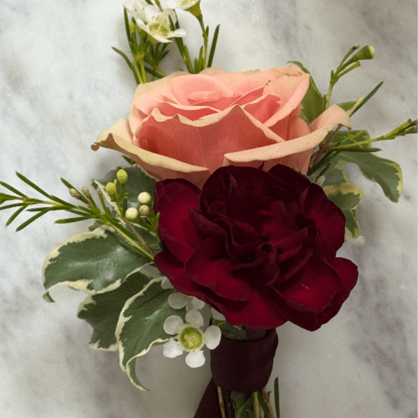 Burgundy boutonniere