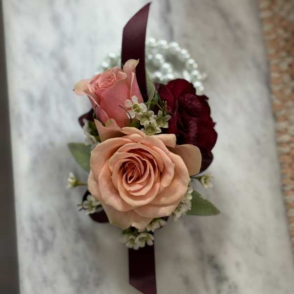 Burgundy corsage