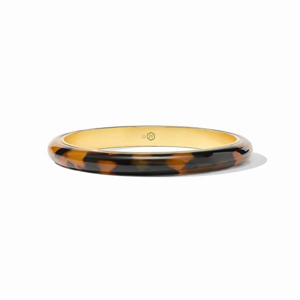 Tortoiseshell bangle bracelet on a white background