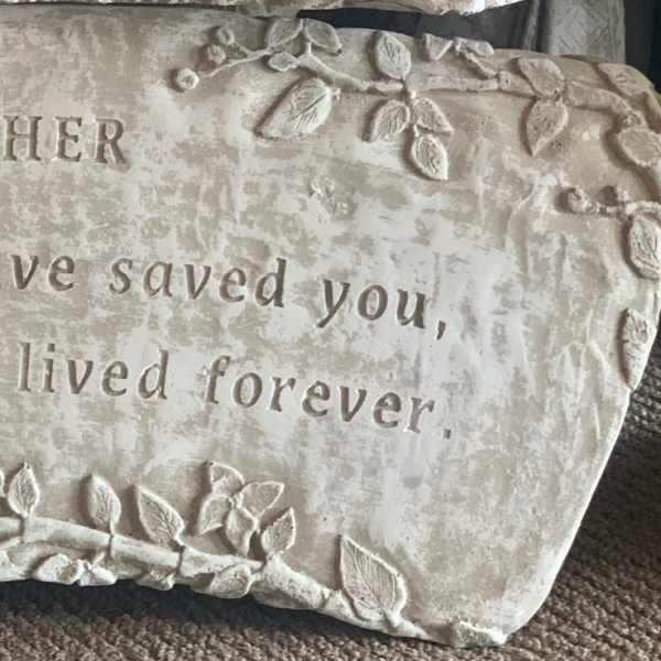 Stone memorial plaque with the word Mother and an engraved sympathy message