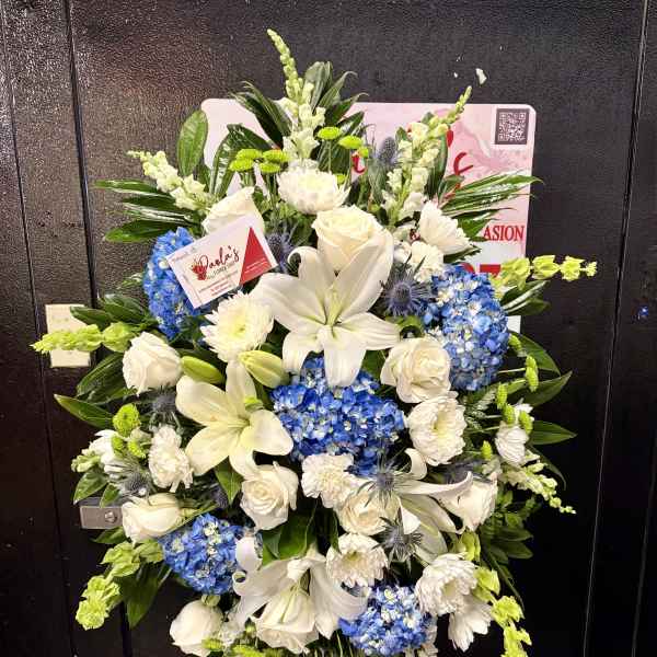 Peaceful Blue Tribute Standing Spray