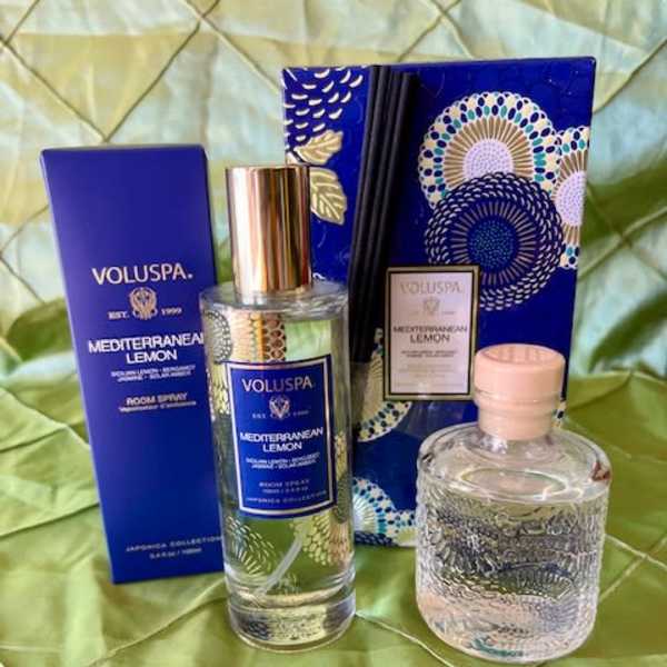 Voluspa Mediterranean Lemon room spray and candle gift set