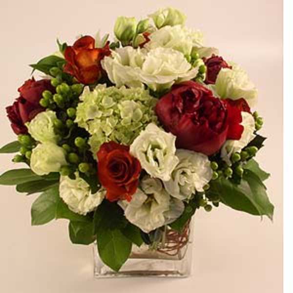 Holiday Dense Square Vase Arrangement