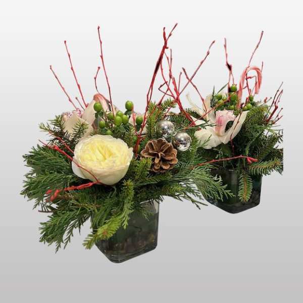 White Christmas Centerpiece by The House of Flowers