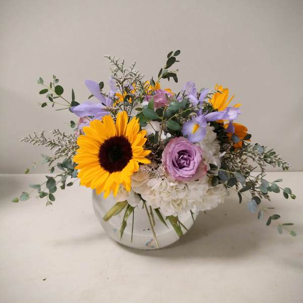 Sunflower and Lavender Bubble Bowl