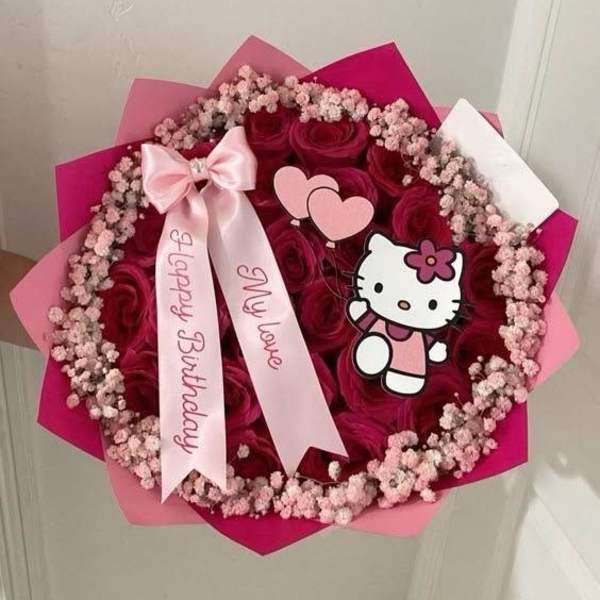 Ramo de rosas tema hello kitty