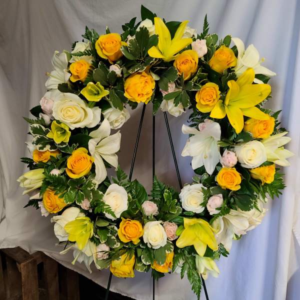 Yellow & Cream Sympathy Wreath