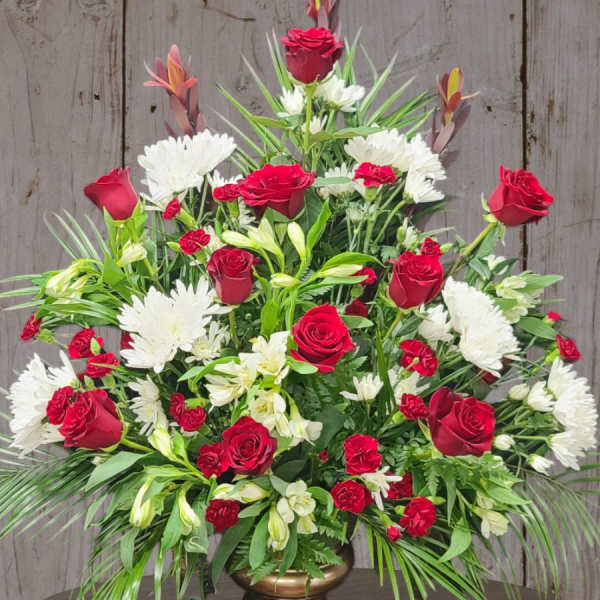 Traditional Funeral Urn Red & White