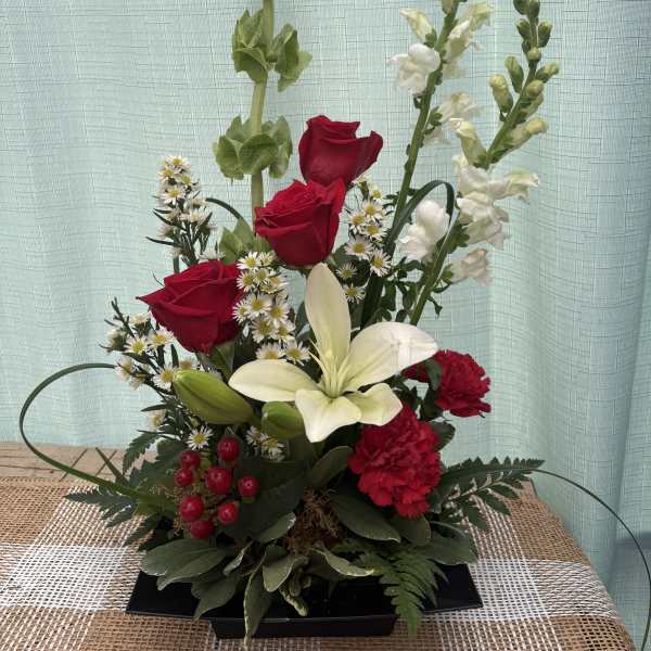 Ruby Red and White Arrangement