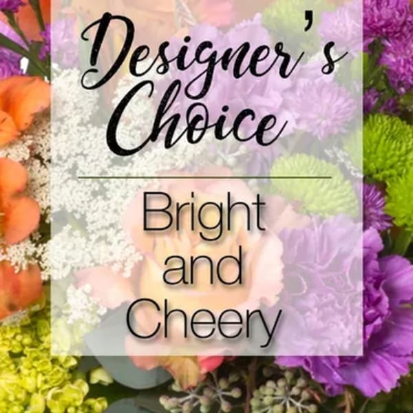 Bright mixed bouquet with purple, orange, and green flowers