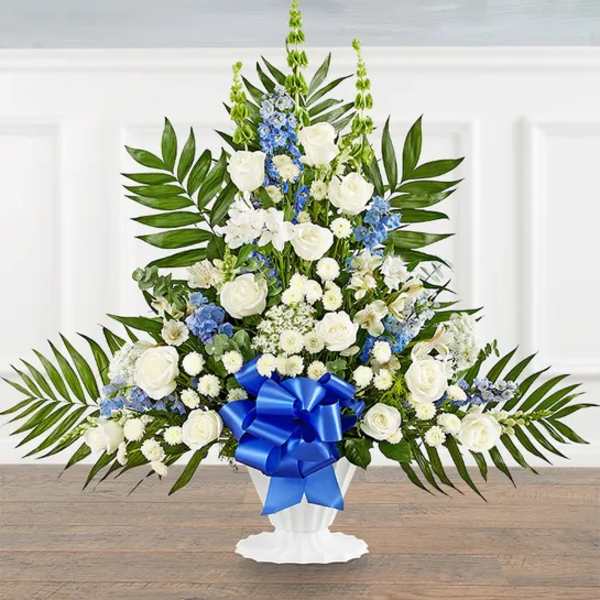 Tranquility Floor Basket Blue & White