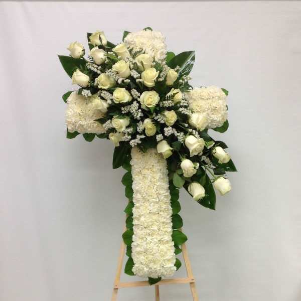 cruz funebre blanco puro