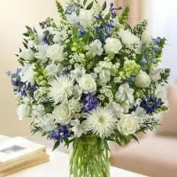 Florist Choice Blue & White Sympathy Arrangement