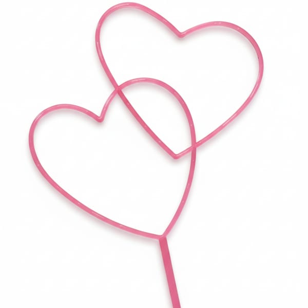 Pink heart-shaped pick with two overlapping hearts