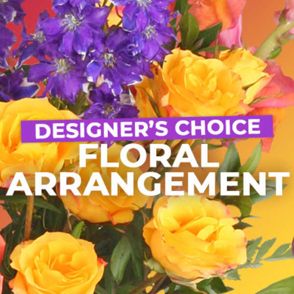 Mixed bouquet with yellow roses and purple flowers