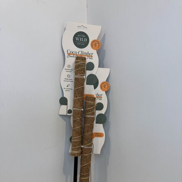 Packaged coco climber plant support poles on display