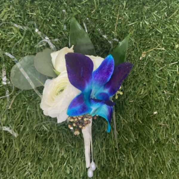 Blue Orchid Boutonniere