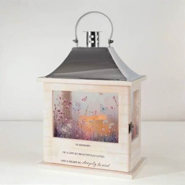 In Memory Wooden Slat Lantern