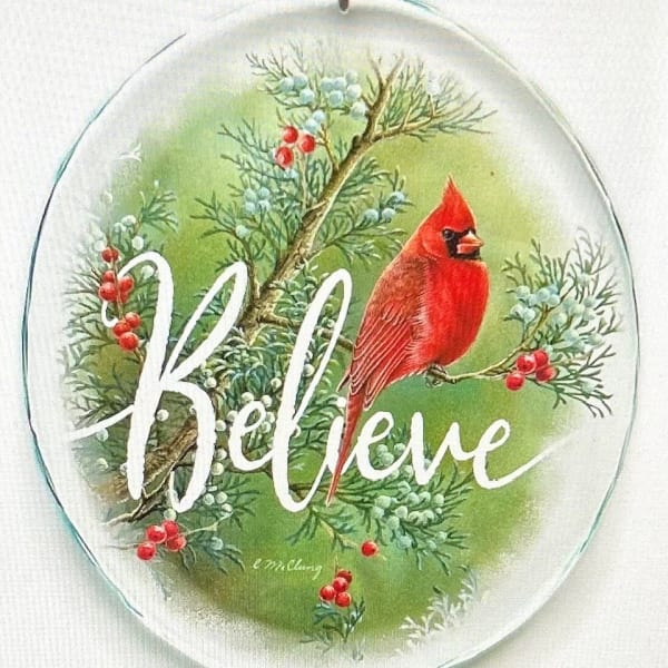 Believe Cardinal Stained Glass Suncatcher