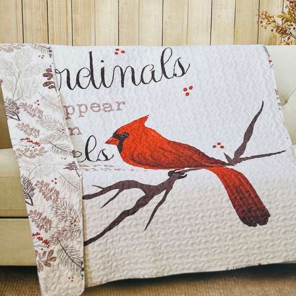 Cardinals Appear When Angels Are Near Quilted Throw