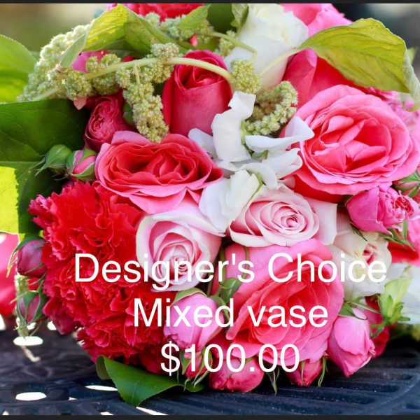 Pink and white mixed bouquet with roses and carnations